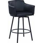 Demi Swivel Counter Stool in Black Leatherette & Black Chrome